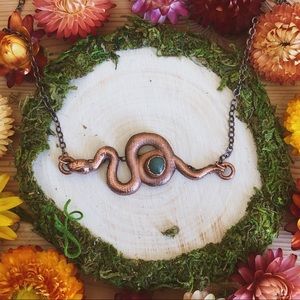 •sold• snake aventurine crystal copper necklace handmade